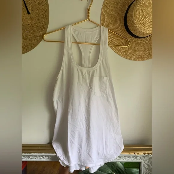 Lululemon white long tank top - Picture 1 of 5